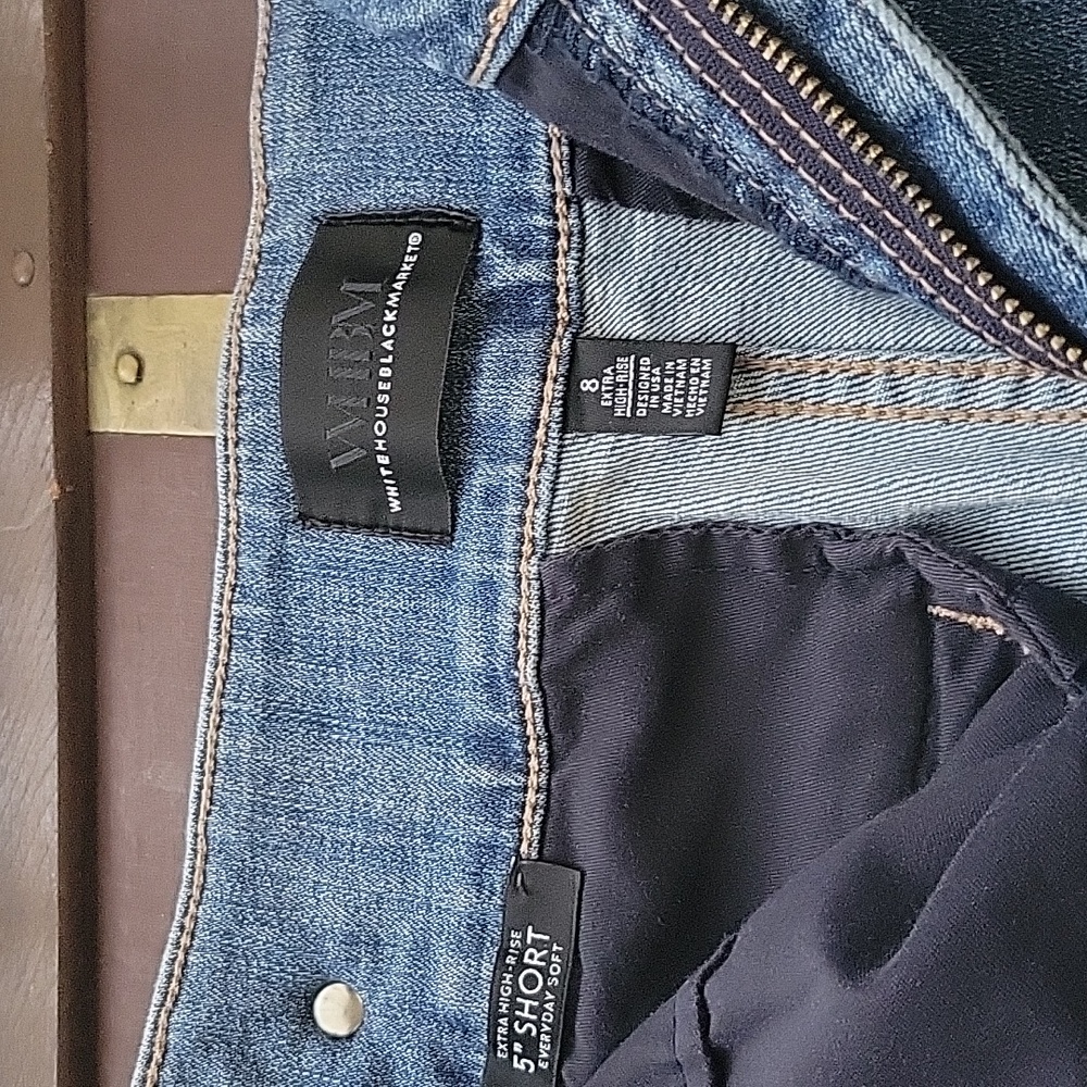 White House Black Market Classic Blue Jean Shorts Extra HIGH Rise - Picture 4 of 5